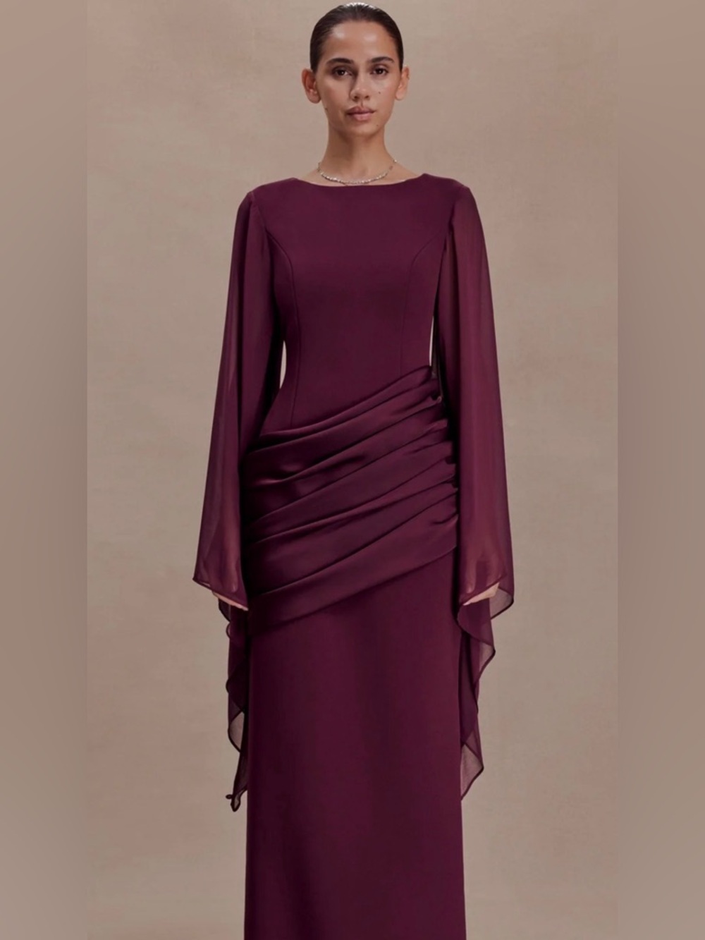 Meshki Samantha
Waterfall Sleeves Maxi Dress - Wine